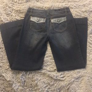 Bisou Bisou Bling-Bling Wide Flare Jeans, Size 10